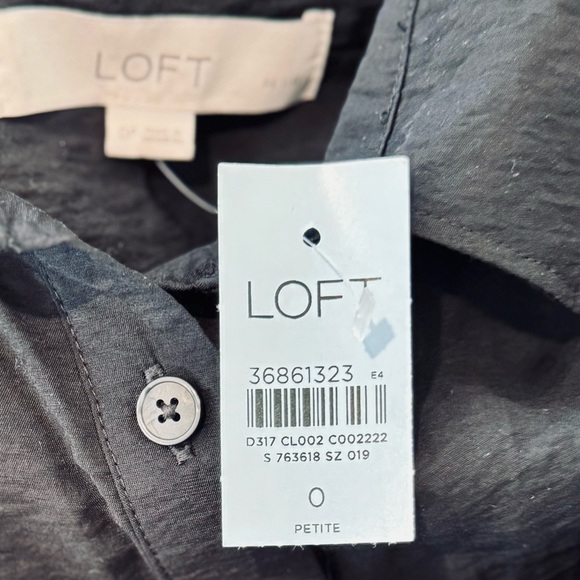 LOFT Dahlia Tie Front Mini Shirtdress - size 0P - Picture 6 of 6